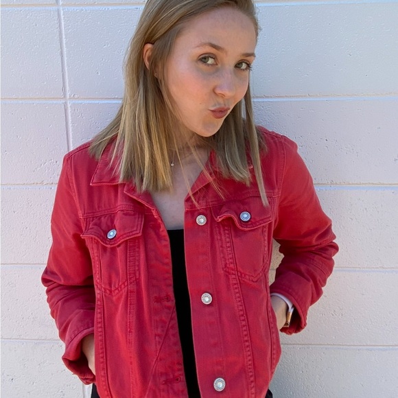 Free People Red Rumors Demin Jacket - Picture 3 of 11